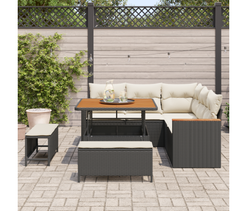 8 Daļu Dārza Dīvānu Komplekts Ar Spilveniem Melnā Poli Rotangpalma Akācijā Vidaxl