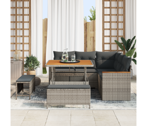 8 Daļu Dārza Dīvānu Komplekts Ar Spilveniem Pelēks Poli Rotangpalma Akācija Vidaxl