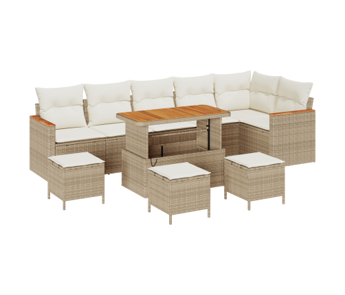 10 Gabalu Dārza Dīvānu Komplekts Ar Spilveniem Bēšs Poliratanie Akācija Vidaxl