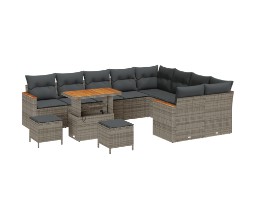 12 Gabalu Dārza Dīvānu Komplekts Ar Spilveniem Pelēks Poli Rotangpalma Akācija Vidaxl