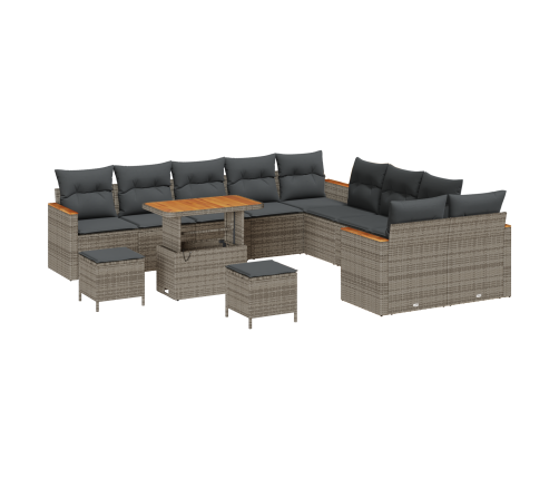 13 Daļu Dārza Dīvānu Komplekts Ar Spilveniem Pelēka Poli Rotangpalmas Akācija Vidaxl