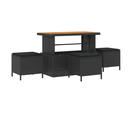 14 Daļīgs Dārza Dīvānu Komplekts Ar Spilveniem Melns Poli Rotangpalmas Akācija Vidaxl