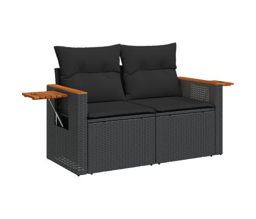 10 Gabalu Dārza Dīvāna Komplekts Ar Spilveniem Melnā Poli Rotangpalma Akaciju Vidaxl