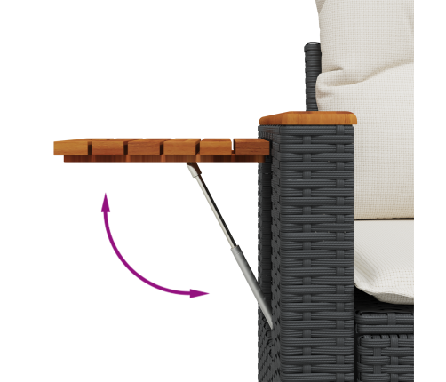 10 Daļu Dārza Dīvāna Komplekts Ar Spilveniem Melns Poli Rotangpalma Akācija Vidaxl