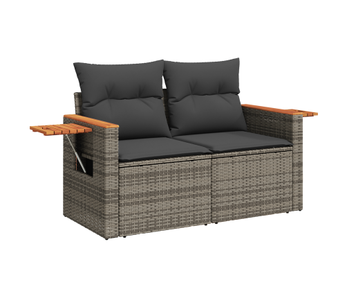 10 Gabalu Dārza Dīvānu Komplekts Ar Spilveniem Pelēks Polietilēna Rotangpalma Akācija Vidaxl