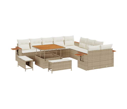 13 Gabalu Dārza Dīvānu Komplekts Ar Spilveniem Bēšā Krāsā Rotangpalma Akācija Vidaxl