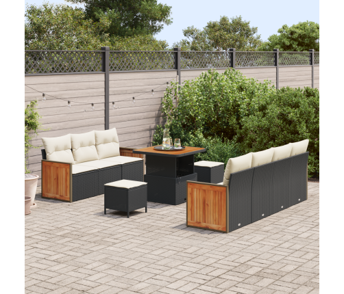 10 Daļu Dārza Dīvānu Komplekts Ar Spilveniem Melnā Poli Rattan Vidaxl