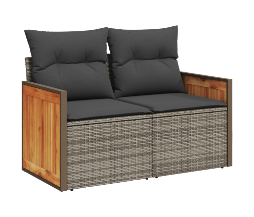 11 Gabalu Dārza Dīvānu Komplekts Ar Spilveniem Pelēks Poli Rotangpalma Akācija Vidaxl