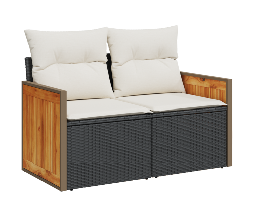 11 Gabalu Dārza Dīvānu Komplekts Ar Spilveniem Melnā Poli Rotangpalmas Akācijā Vidaxl