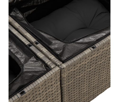 10 Gabalu Dārza Dīvānu Komplekts Ar Spilveniem, Pelēks, Poli Rotangpalma, Akācija Vidaxl