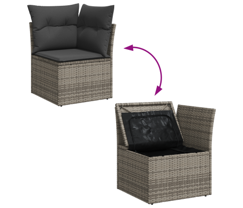 10 Gabalu Dārza Dīvānu Komplekts Ar Spilveniem, Pelēks, Poli Rotangpalma, Akācija Vidaxl