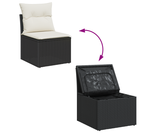 12 Gab. Dārza Dīvānu Komplekts Ar Spilveniem Melnā Poli Rotangpalmas Akācijas Vidaxl