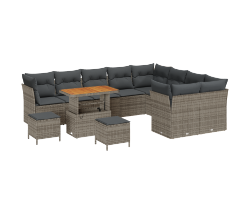 12 Gabalu Dārza Dīvānu Komplekts Ar Spilveniem Pelēkajā Poli Rattan Audumā Vidaxl