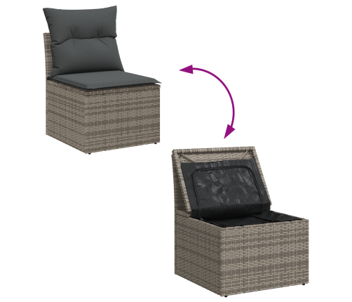 13 Daļu Dārza Dīvānu Komplekts Ar Spilveniem, Pelēks, Poli Rotangpalmas Akācija Vidaxl