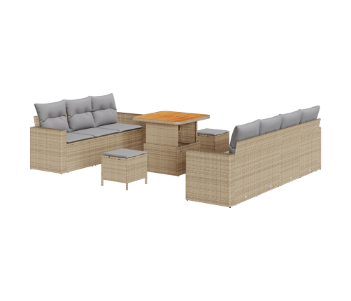 10 Gabalu Dārza Dīvānu Komplekts Ar Spilveniem Bēšs Poli Ratanas Akācijas Vidaxl