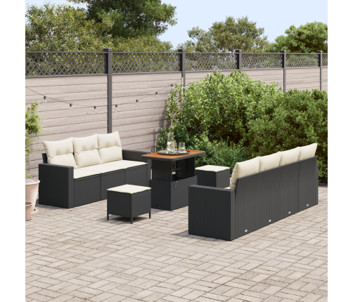 10 Daļu Dārza Dīvānu Komplekts Ar Spilventiņiem Melns Poliratanis Akācijas Vidaxl