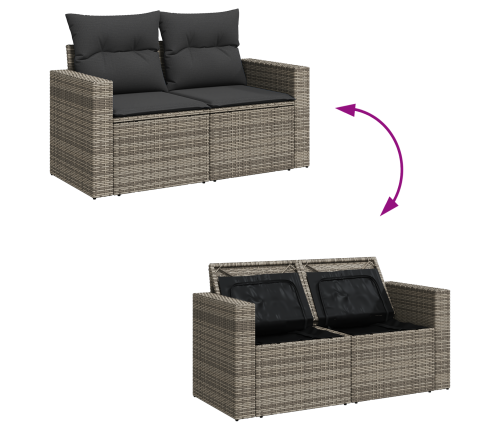 10 Daļu Dārza Dīvānu Komplekts Ar Spilveniem Pelēks Poli Rotangpalma Akācijas Vidaxl