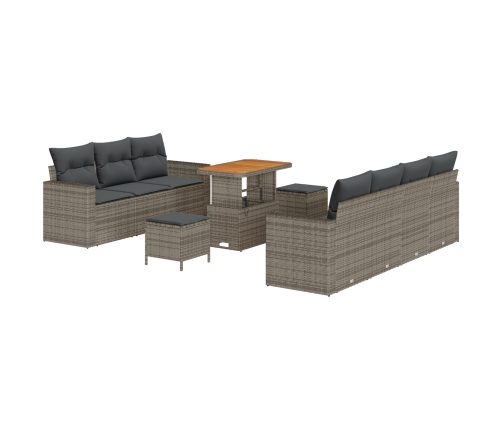 10 Daļu Dārza Dīvānu Komplekts Ar Spilveniem Pelēks Poli Rotangpalma Akācijas Vidaxl