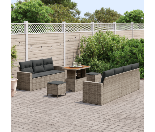 10 Daļu Dārza Dīvānu Komplekts Ar Spilveniem Pelēks Poli Rotangpalma Akācijas Vidaxl