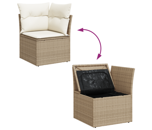 11 Daļu Dārza Dīvānu Komplekts Ar Spilveniem Bēšā Poli Rotangpalma Akācijā Vidaxl