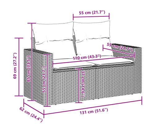 10 Gabalu Dārza Dīvānu Komplekts Ar Spilveniem Pelēks Poli Rotangpalma Akācija Vidaxl