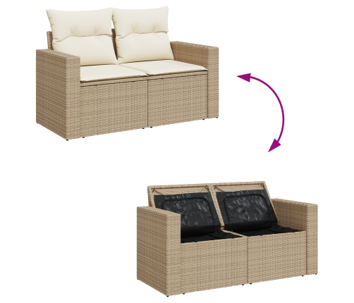 12 Daļu Dārza Dīvānu Komplekts Ar Spilveniem Bēšā Poli Rotangpalma Un Akācija Vidaxl