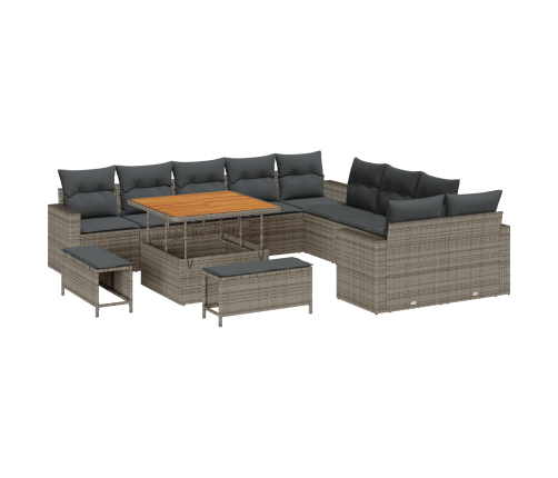 13 Gabalu Dārza Dīvāns Ar Spilveniem Pelēks Poli Rattan Akācija Vidaxl