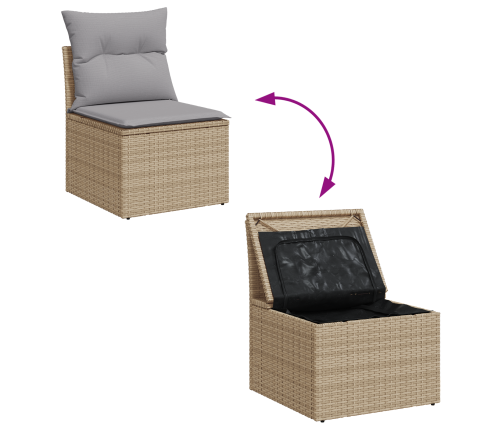 13 Daļu Dārza Dīvānu Komplekts Ar Spilveniem Bēšs Poli Rotangpalma Akācija Vidaxl