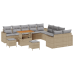 13 Daļu Dārza Dīvānu Komplekts Ar Spilveniem Bēšs Poli Rotangpalma Akācija Vidaxl