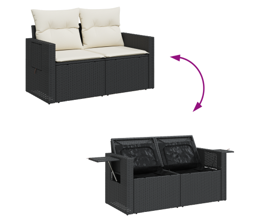 10 Gabalu Dārza Dīvānu Komplekts Ar Spilveniem Melna Poli Rotangpalma Akācija Vidaxl