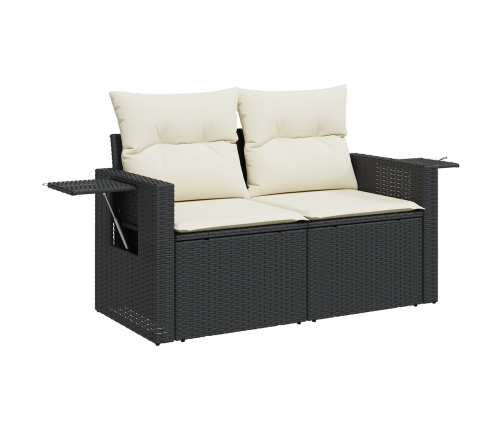 10 Gabalu Dārza Dīvānu Komplekts Ar Spilveniem Melna Poli Rotangpalma Akācija Vidaxl