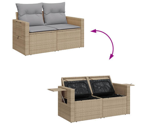 10 Daļu Dārza Dīvānu Komplekts Ar Bēšiem Poli Rotangpalmas Spilveniem Vidaxl