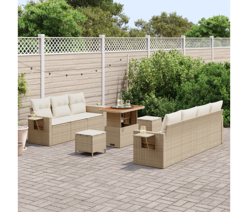 10 Daļu Dārza Dīvānu Komplekts Ar Spilveniem Bēšs Poli Rotangpalma Akācija Vidaxl