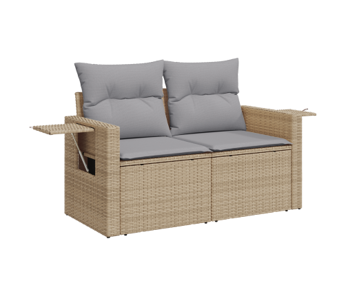 10 Daļīga Dārza Dīvānu Komplekts Ar Spilveniem Bēšs Polietilēna Rotangpalma Akācija Vidaxl