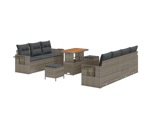 10 Gabalu Dārza Dīvānu Komplekts Ar Spilveniem Pelēkā Poliestera Rotangpalmas Akācijā Vidaxl