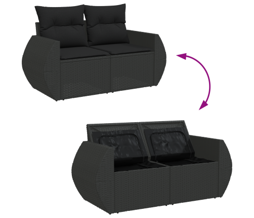 11 Daļu Dārza Dīvānu Komplekts Ar Spilveniem Melns Poliru Rotangpalma Vidaxl