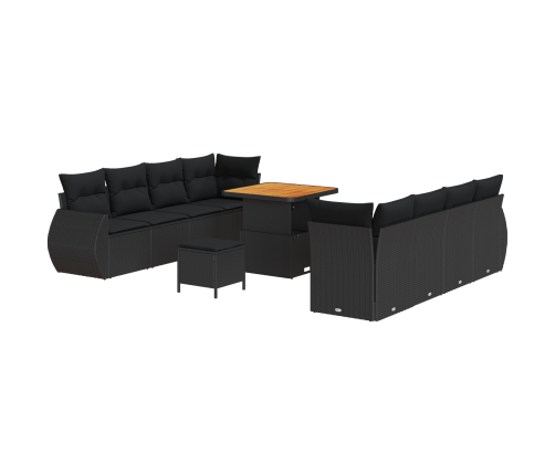 11 Daļu Dārza Dīvānu Komplekts Ar Spilveniem Melns Poliru Rotangpalma Vidaxl