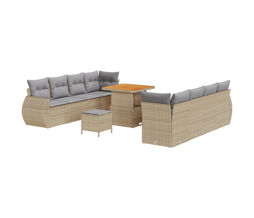 11 Daļīgs Dārza Dīvānu Komplekts Ar Spilveniem Bēšā Poliratanā Vidaxl