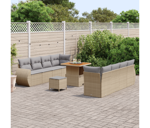 11 Daļīgs Dārza Dīvānu Komplekts Ar Spilveniem Bēšā Poliratanā Vidaxl