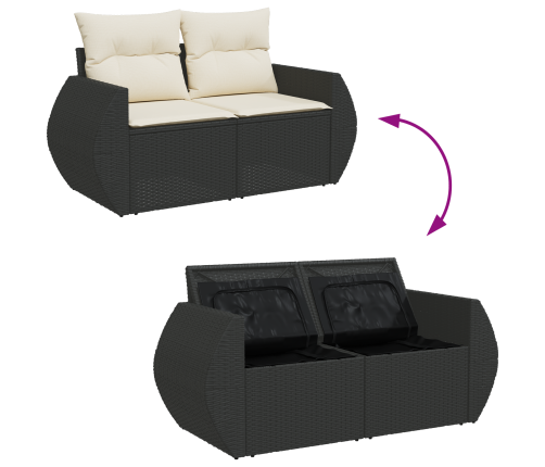 11 Gabalu Dārza Dīvānu Komplekts Ar Spilveniem Melns Poliratanas Akācija Vidaxl