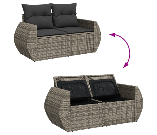 11 Daļu Dārza Dīvānu Komplekts Ar Spilveniem Pelēkā Poli Rotangpalmas Akācija Vidaxl