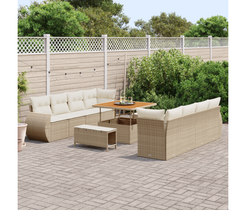 11 Gabalu Dārza Dīvānu Komplekts Ar Spilveniem Bēžs Rotangpalma Akācija Vidaxl