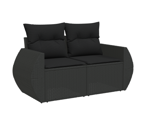 10 Gab. Dārza Dīvānu Komplekts Ar Spilveniem Melns Poli Ratans Akācija Vidaxl