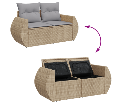 10 Gabalu Dārza Dīvānu Komplekts Ar Spilveniem Bēšā Poli Rotangpalma Akācija Vidaxl