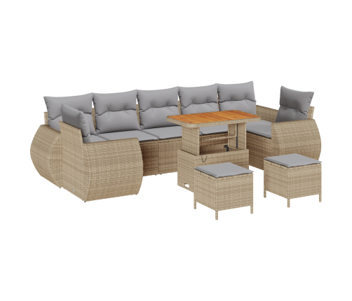 10 Gabalu Dārza Dīvānu Komplekts Ar Spilveniem Bēšā Poli Rotangpalma Akācija Vidaxl