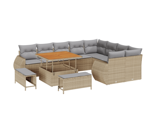 12 Gabalu Dārza Dīvānu Komplekts Ar Spilveniem Bēša Poli Rotangpalma Akācija Vidaxl