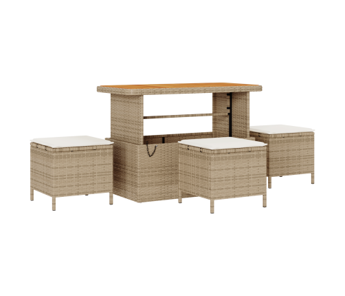 14 Gabalu Dārza Dīvānu Komplekts Ar Spilveniem Bēša Polietilēna Rotangpalma Akācija Vidaxl