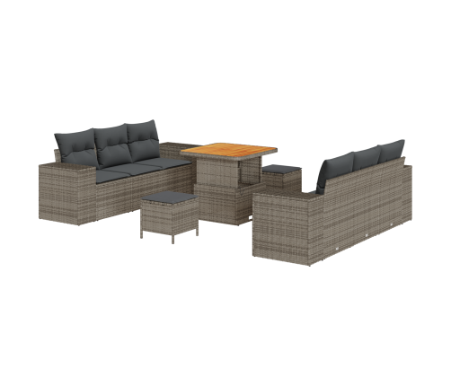 9 Daļu Dārza Dīvānu Komplekts Ar Spilveniem Pelēks Poli Rotangpalma Akācija Vidaxl