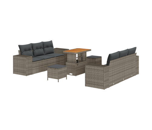 9 Daļīgs Dārza Dīvānu Komplekts Ar Spilveniem Pelēks Poliestera Rotangpalma Akācijas Vidaxl