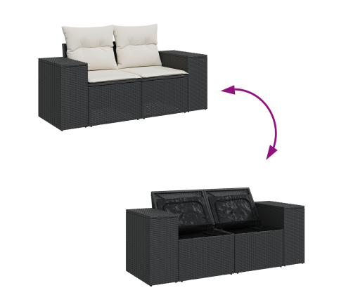 10 Gabalu Dārza Dīvānu Komplekts Ar Spilveniem Melnā Poli Ratanā Akācijā Vidaxl